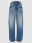 Women s Light Blue Wide Leg Jeans Washed Loose Fit Denim Pants Casual Straight L