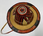 Vintage West African Fulani Hat- Handwoven Leather And Straw