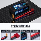 Zeee 2s Shorty Lipo Battery 5000mah 7 4v 100c 4mm Bullet To T Plug For Rc Car