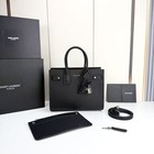 Women s Black Grained Leather Satchel  Lock   Key Work Bag With Pouch