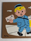 Vintage Sifo Wooden Mailman Puzzle Mid-century Educational Toy 11 Pc Toy Retro