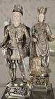 Antique Extra Large Pair Of German Sterling King   Queen Knights Hanau 1890 