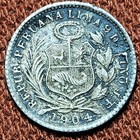 1904 Jf Peru    Dinero 90  Silver Coin Vf xf Details Km 206
