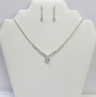 Silver Simple Rhinestone Crystal Necklace Set Prom Bridal Evening Wedding New