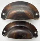 2 Antique Vintage Mission Oak Arts   Crafts Drawer Cabinet Bin Cup Pull Handle