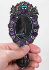 Vintage Mexican Sterling Silver Jeweled Hand Mirror Matl Style