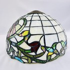 Vintage Tiffany Style Lamp Shade Stained Glass Floral 9 25    Diameter 6 5    Tall