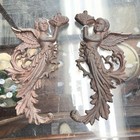 Vintage Antique Pair Of 2 Cast Iron Angel Wall Mount Hanging Baroque Decor 10 