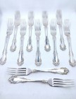Antique Berkshire 1847 Rogers Bros Dinner Fork set 11 victorian 1897 silverplate