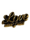 Vtg Love Never Fails Black Gold Tone Enamel Lapel Pin Tie Tack Religious Gift