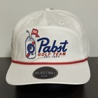 Pabst Golf Team Snapback Hat White Adjustable Rope Cap Pbr Beer New 