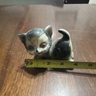 Vintage Porcelain Gray   White Cat Kitten Figurine  Small Cat Statue Decor