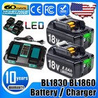 2pack 18v Battery charger For Makita 18 Volt 8 0ah Lxt Lithium-ion Bl1830 Bl1860