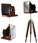 Nautical Vintage Old London Theme Wooden Camera W  Tripod Stand Christmas Decor