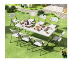 Leumius 6 Foot Folding Table fold-in-half Plastic Table indoor Outdoor Picnic