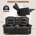 Black Massage Heating Recliner Loveseat 2 Seaters Sofa With Rc  2 Cup Holders