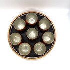 Mcm Coppercraft Guild Copper   Black Tray   8 Roly Poly Cups Mid Century Modern 