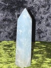 Light Blue Polished Crystal Healing Point Tower Obelisk With Druzy Inclusion