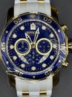 Invicta Men s Chronograph Sport Watch Blue Dial Gold Case White Silicone Band