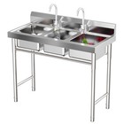 Commercial Kitchen Bar Sink 3 Compartment Stainless Steel Laundry Sink W  Drains