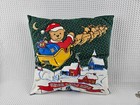 Vintage Christmas Holiday Bear Sleigh Bells Ring Decorative Throw Pillow 16 