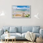 Large Beach Pictures Wall Art Canvas Print Artwork Blue Ocean Seascape Window   