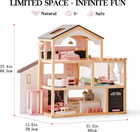 Doll House  Wooden Dollhouse With 6 Rooms  29-pcs Furniture Set  Working