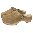 Hanna Andersson Vintage-inspo Suede Clogs Buckle Detail Wooden Heel Boho Size 35