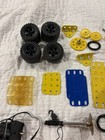 Erector Set Vintage Bulk Lot Metal plastic Parts Plates Motor Wheels Gears Axles