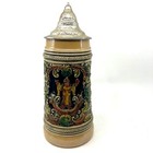Vintage German Lidded Beer Stein Mug W   siegestor     hofbrau Haus     munchen 
