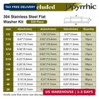 Dpyrrhic 550pcs 304 Stainless Steel Fender Washers Assortment  12 Sae Sizes