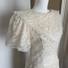 Vtg 80s Ivory Lace Romantic Puff Sleeve M Midi Dress Ivory Prairie Edwardian