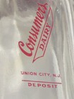Vintage Pyroglazed 1 Pint Consumers Dairy Union City  N  J  Deposit Milk Bottle 