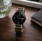 Rado Jubile Swiss Made Black   Gold Luxury Ceramic Quartz Men s Watch