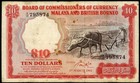 1961 Malaya   British Borneo British Malaysia 10 Ten Dollars