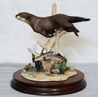 Border Fine Arts  Vintage Otter   Trout Figurine By Elizabeth Waugh No  Ww5