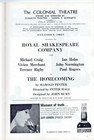 1966 Playbill The Homecoming Harold Pinter Rsc Colonial Theatre Ian Holm