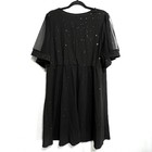 Women   s Black Glitter Party Dress Xl Mesh Flutter Sleeve V-neck Cocktail Nwot