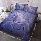 3pcs Soft Microfiber Duvet Cover Set Twin Purple Unicorn Bedding Set For Bedroom