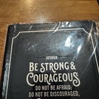 Classic Faux Leather Journal Be Strong Josh  1 9 Black Zip Notebook Brand New