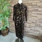 Asian  Vietnamese Black Velvet Burnout Cheongsam Ao Dais Maxi Long Dress Nwt