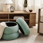 Cloud Storage Ottoman Round Soft Foam Seat Lift-off Lid Indoor Organizer Sage
