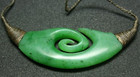 Genuine Natural Green Nephrite Jade Wide Koru Pendant Necklace