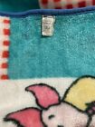 Vtg Winnie The Pooh Piglet Plush Blanket Bee Honey Pot Blue Red Green Throw