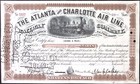 1937 The Atlanta And Charlotte Air Line Railway 25 Shares Stock Certificate