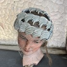 Vintage 1940s 1950s Blue Silk Velvet Ocean Wave Headpiece Hat Headband Veil