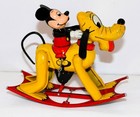 Rare High Grade Boxed Set 1950s Disney Rocking Mickey Mouse On Pluto Wind-up Toy