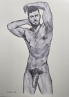 Original Ink Wash Drawing Of Nude Male
