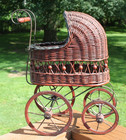 Antique Victorian Wood Wicker Doll Carriage Buggy Salesman Sample Stroller Exc 