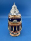 Vtg German Relief Ceramic Souvenir Beer Stein W  Hinged Pewter-tone Metal Lid 